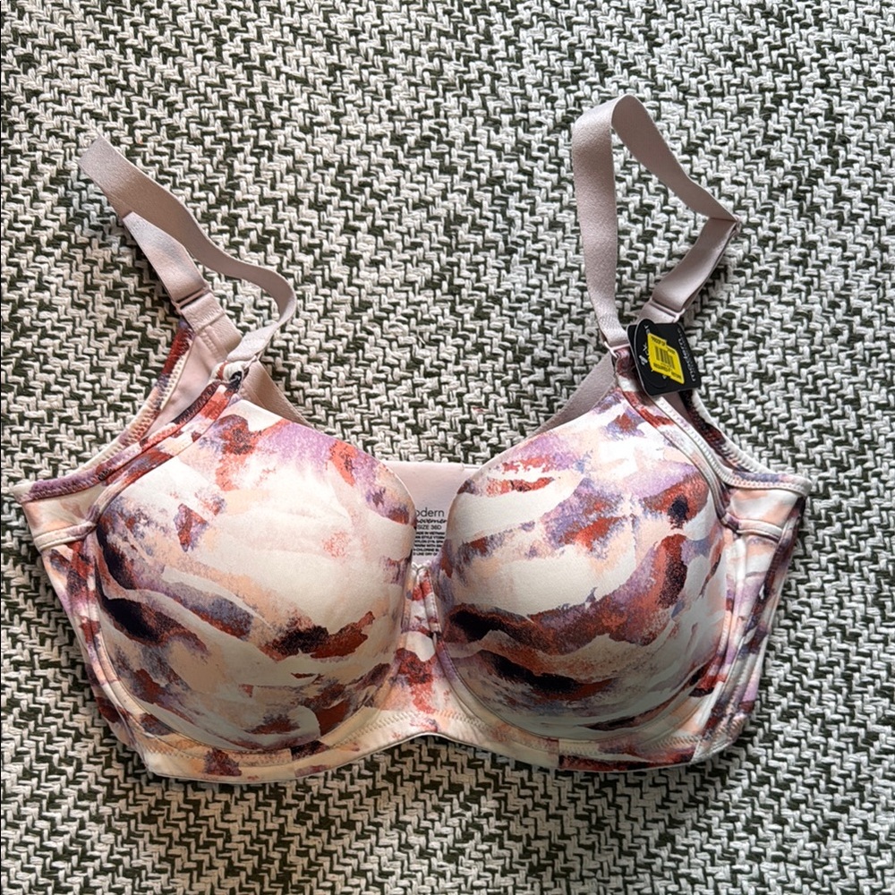 Maidenform Pink and Cream Floral Print Bra with Molded Cups